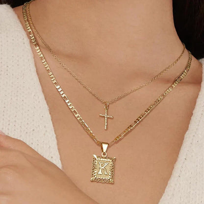 Kreuz-Initialen-Halskettenset | Gold