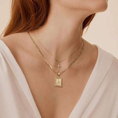 Kreuz-Initialen-Halskettenset | Gold