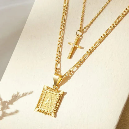 Kreuz-Initialen-Halskettenset | Gold