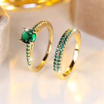 Serena Emerald Duo Ring-Set | Gold