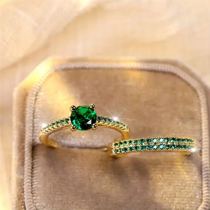 Serena Emerald Duo Ring-Set | Gold
