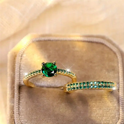 Serena Emerald Duo Ring-Set | Gold