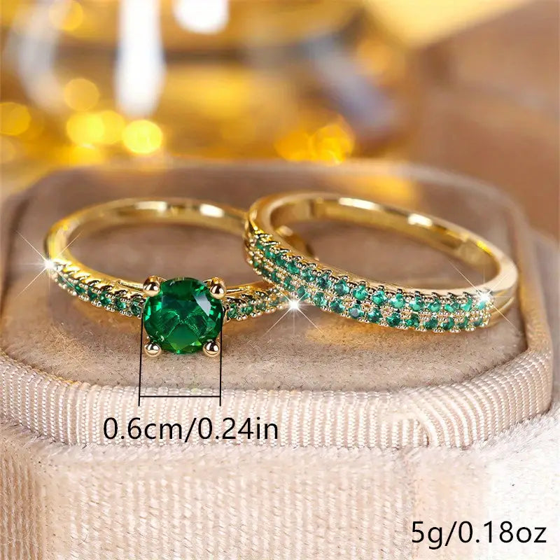 Serena Emerald Duo Ring-Set | Gold