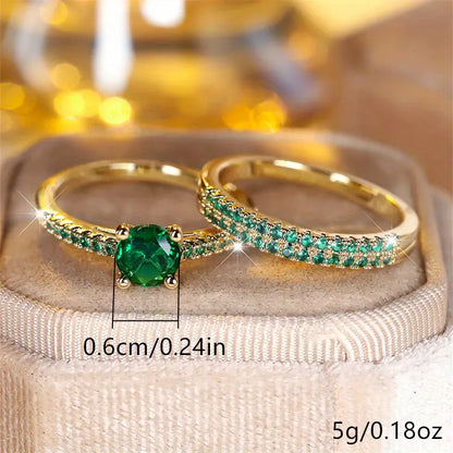 Serena Emerald Duo Ring-Set | Gold