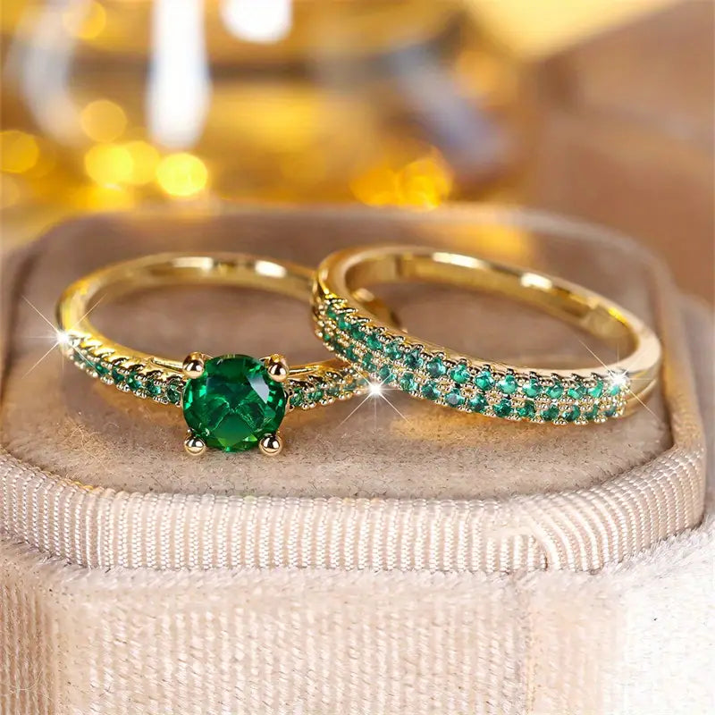Serena Emerald Duo Ring-Set | Gold