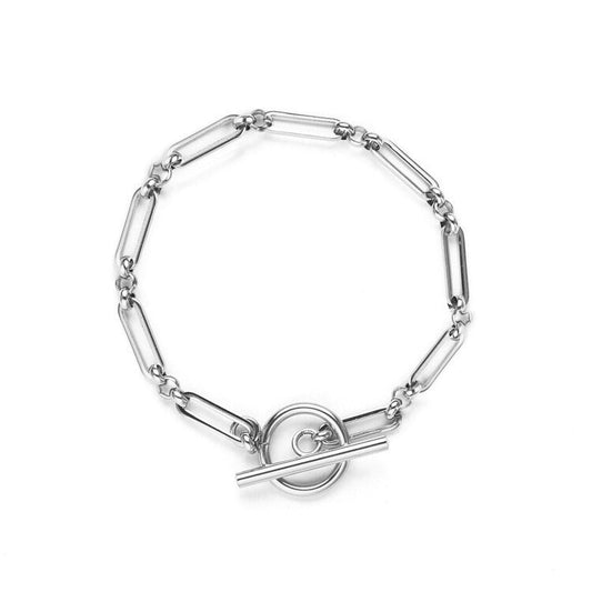 Link T-Steg Armband | Weißgold