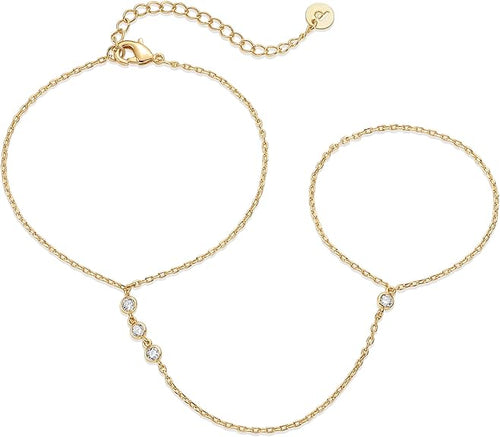 Perlen-Handkettenarmband | Gold