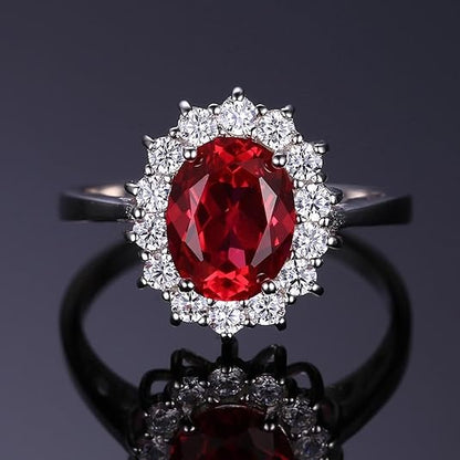 Classic Ruby Halo Ring | White Gold