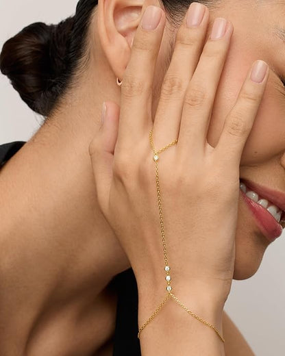 Perlen-Handkettenarmband | Gold