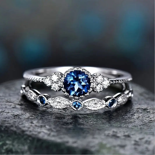 Ring-Set Sapphriel Krone | Weißgold