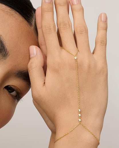 Perlen-Handkettenarmband | Gold