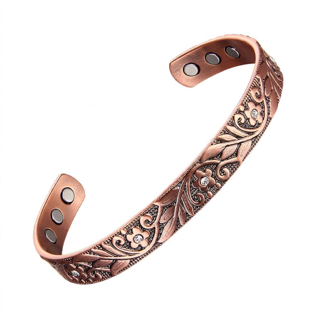 Kupferarmband mit blühenden Ranken