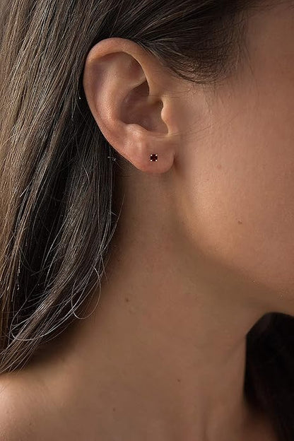 Ruby Round Stud Earrings | Gold