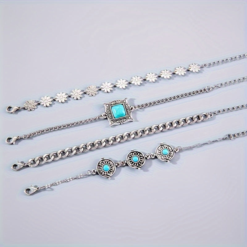 Sky Stone Layered Bracelet Set | White Gold