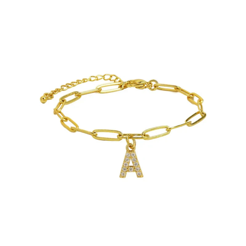 Minimalistisches Buchstaben-Charm-Armband | Gold