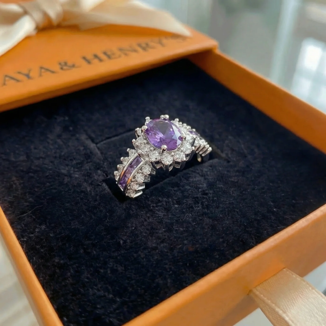 Amethyne Twilight Kronenring | Weißgold