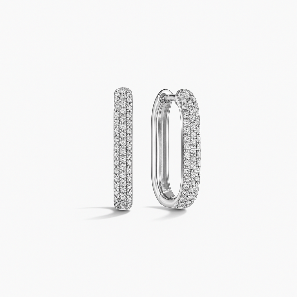 Icon Pavé-Creolen | Weißgold