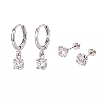 Larmes de Lune Edelstein-Ohrring-Set | Weißgold