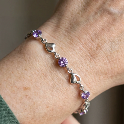 Herz-Charm-Armband mit Amethyst | Weißgold