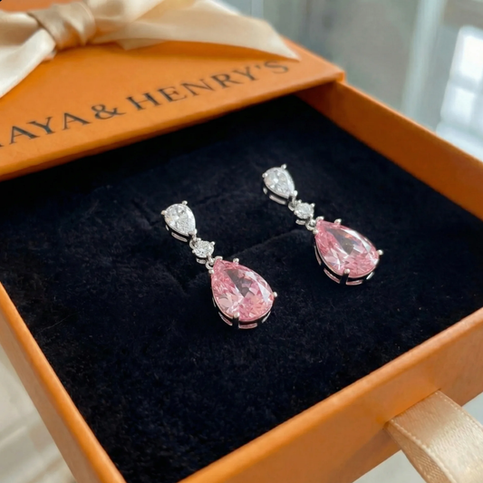 Mireya Blushflare Drop Earrings | White Gold