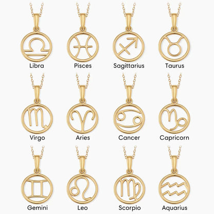 Zodiac sign necklace | White Gold