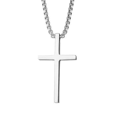 Bezel-Kreuz-Halskette | Weißgold
