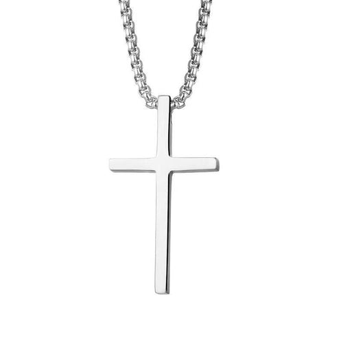Bezel-Kreuz-Halskette | Weißgold