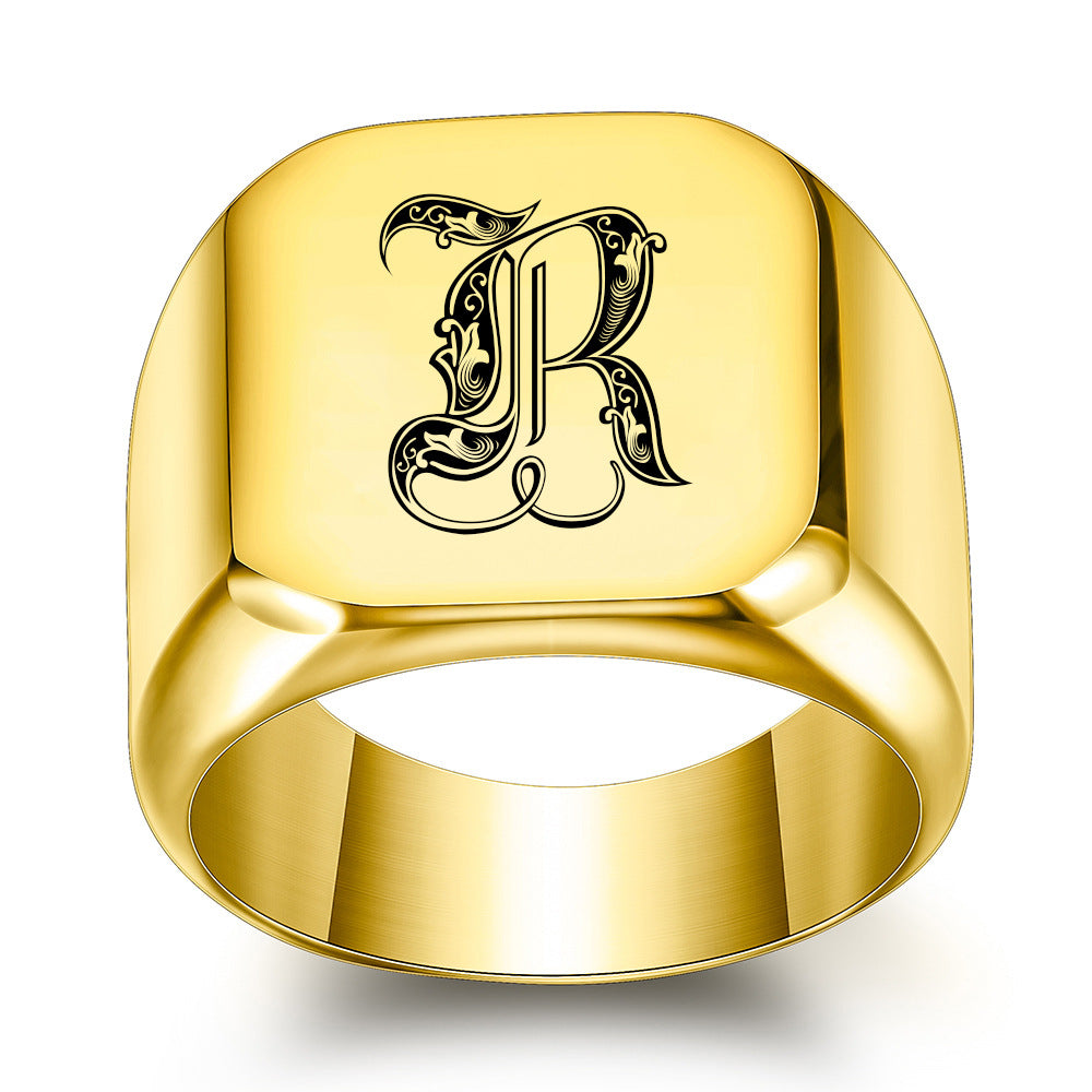 Klassischer Noble Initialenring | Gold
