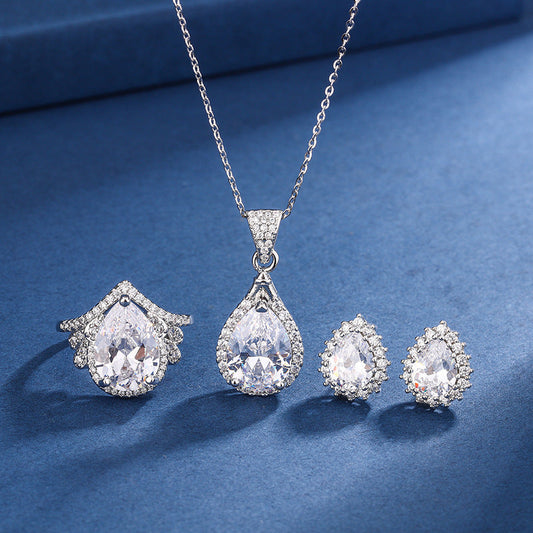 Aria Teardrop Set Weiß | Weißgold