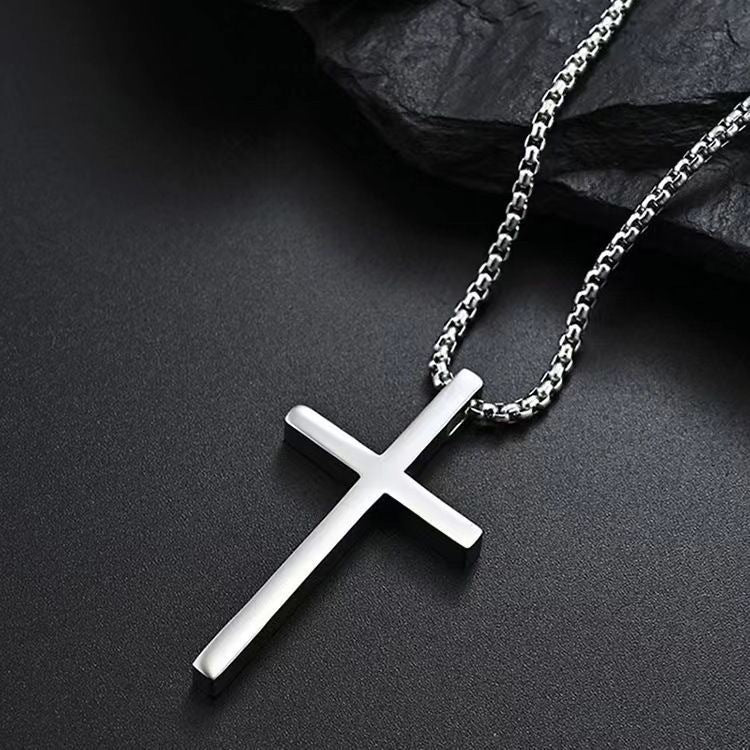 Bezel-Kreuz-Halskette | Weißgold