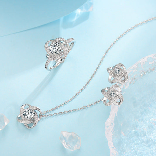 Fleur de Givre Kleeblatt-Knoten-Set | Weißgold