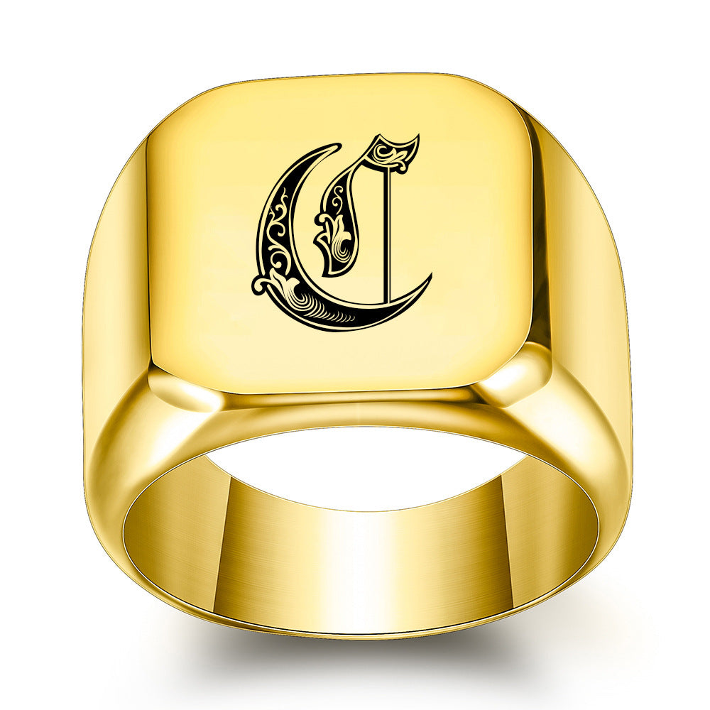 Klassischer Noble Initialenring | Gold