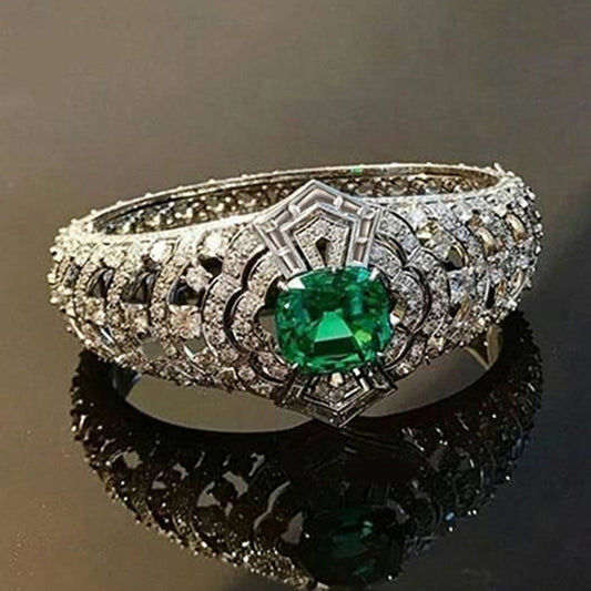 Smaragd-Ring im Art-déco-Stil | Weißgold