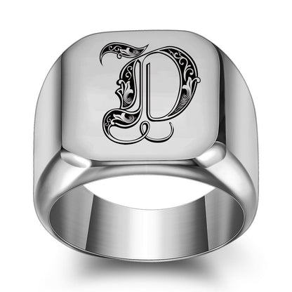 Klassischer Noble Initialenring | Weißgold