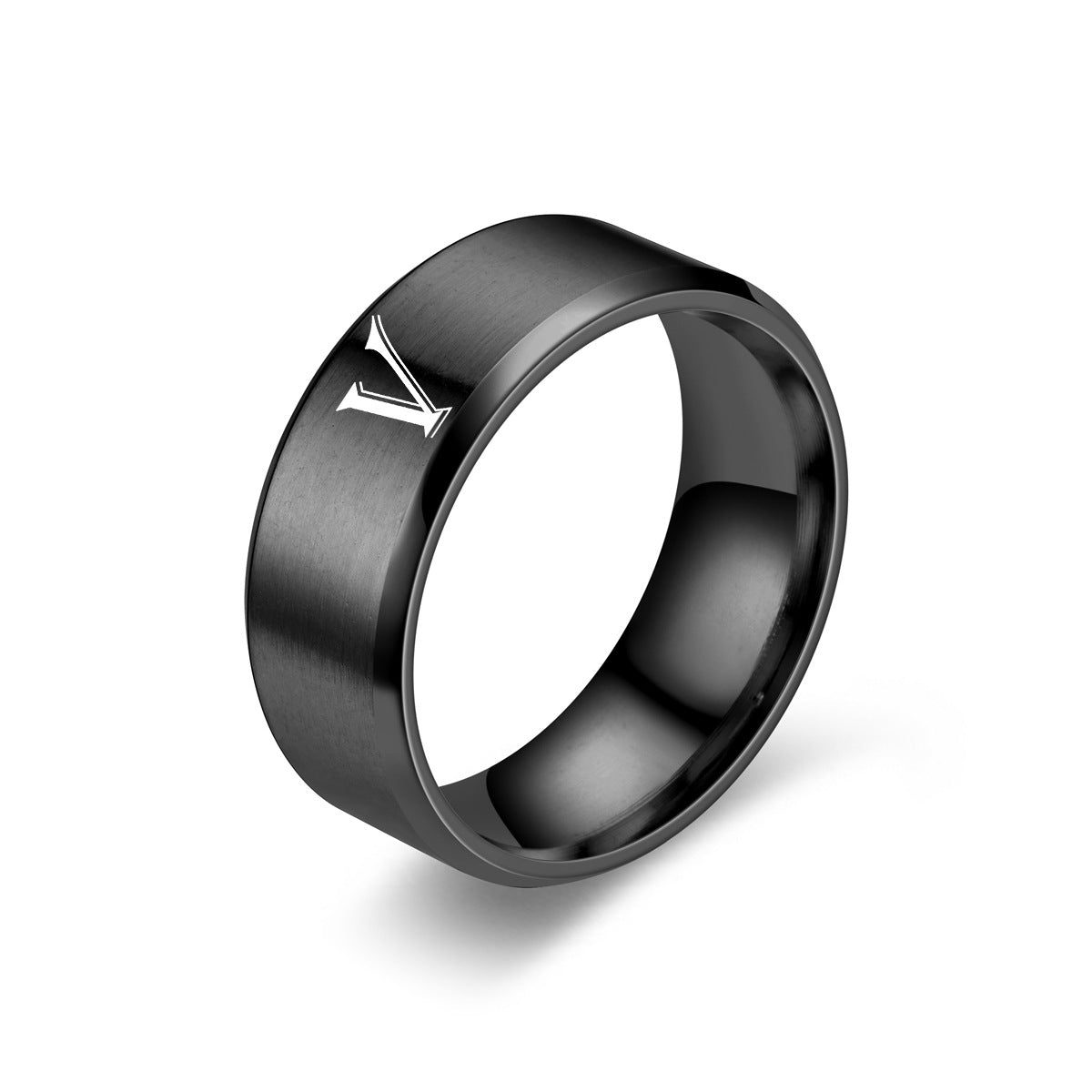 Obsidian Initialen-Ring | Schwarzes Finish