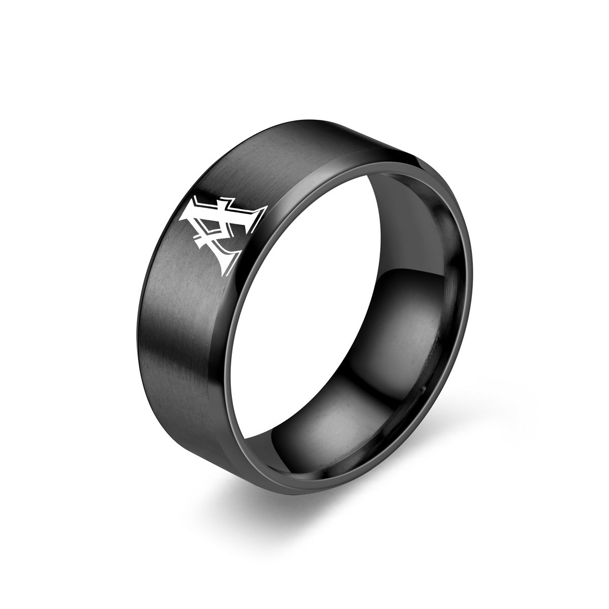 Obsidian Initialen-Ring | Schwarzes Finish