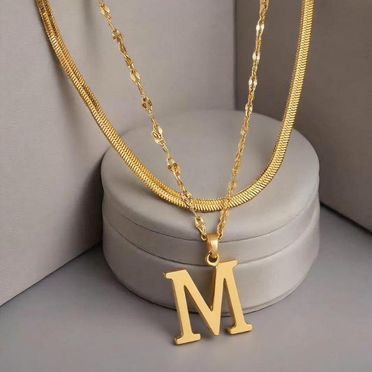 Mehrreihige Initialen-Halskette | Gold