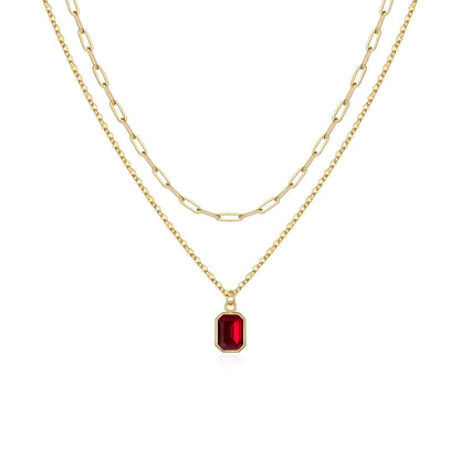 Halskette aus Gold mit Ruby im Paperclip-Design
