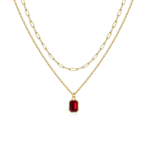 Halskette aus Gold mit Ruby im Paperclip-Design
