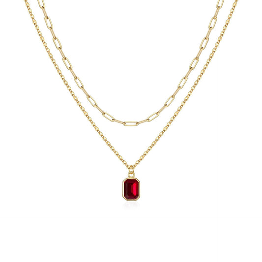 Halskette aus Gold mit Ruby im Paperclip-Design