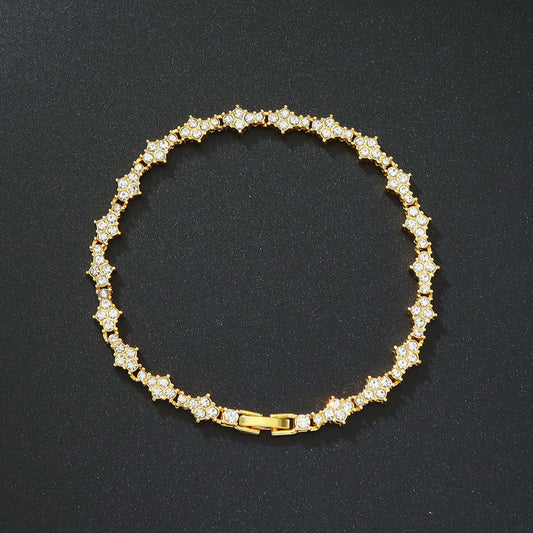 Klassisches Tennisarmband mit Cluster | Gold