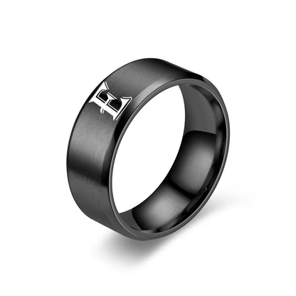 Obsidian Initialen-Ring | Schwarzes Finish