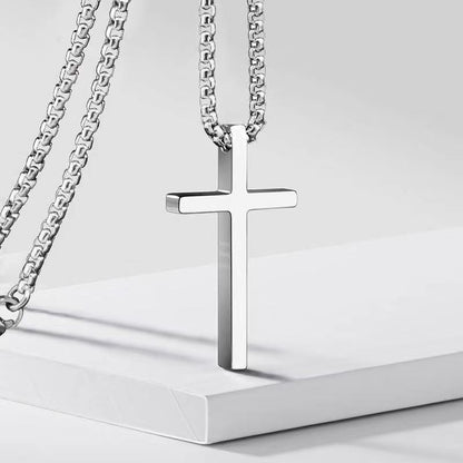 Bezel-Kreuz-Halskette | Weißgold