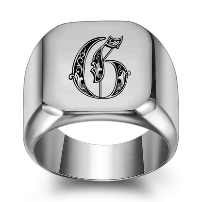 Klassischer Noble Initialenring | Weißgold