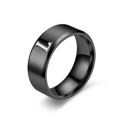 Obsidian Initialen-Ring | Schwarzes Finish