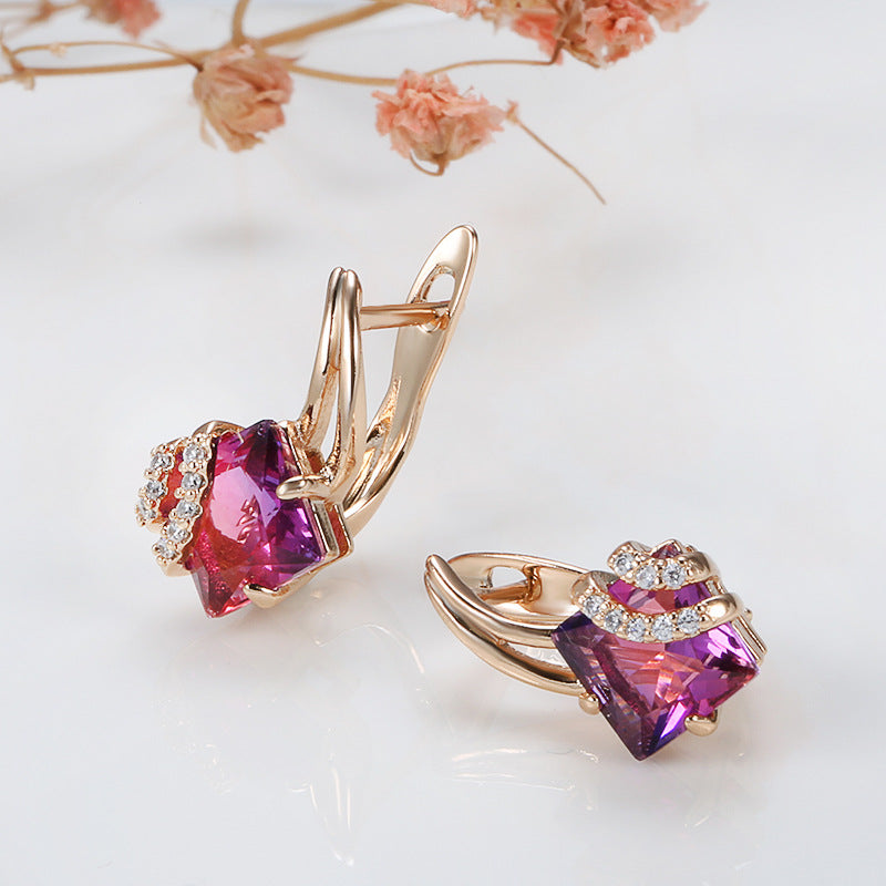Crimson Square Kristallohrringe | Roségold