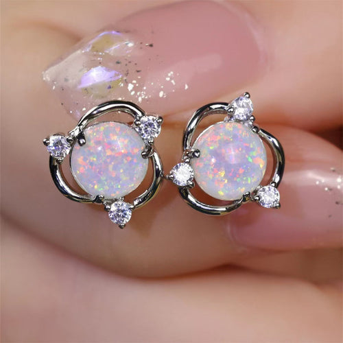Opal Trio Ohrstecker | Weißgold