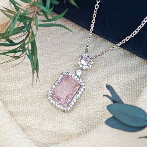 Rosen-Pavé-Anhänger-Halskette | Weißgold