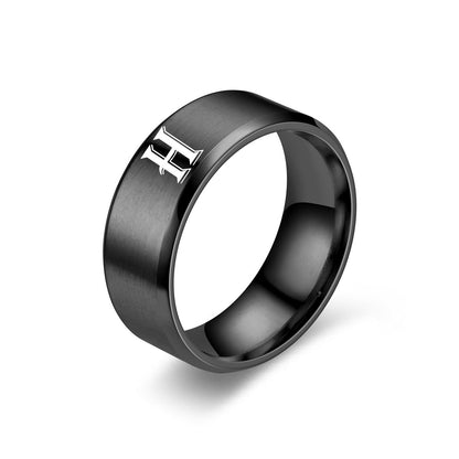 Obsidian Initialen-Ring | Schwarzes Finish