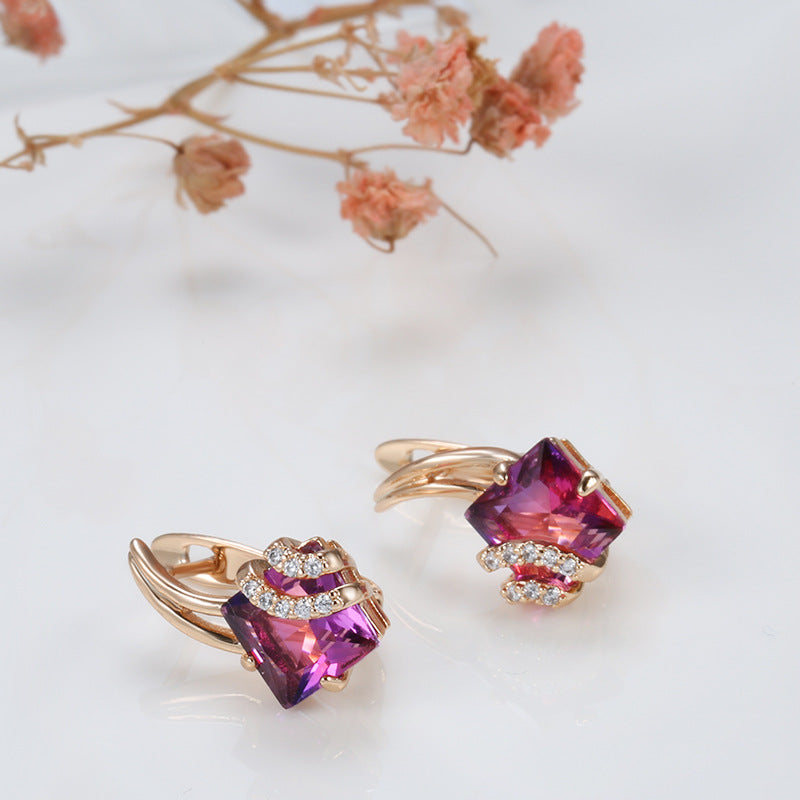 Crimson Square Kristallohrringe | Roségold
